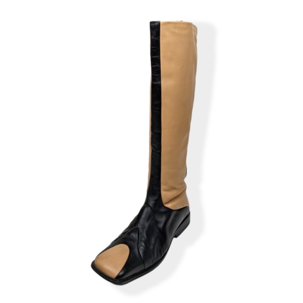 Pui Di Servas Tan Black Colorblock Knee High Boots